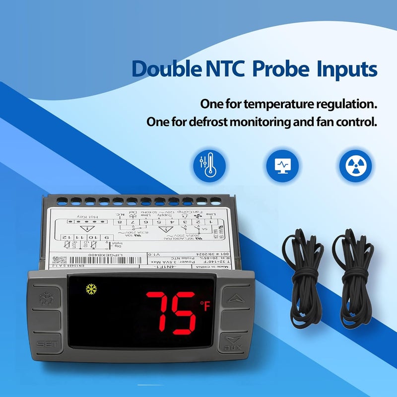ToolSentryX Digital Temperature Controller XR06CX-4N1F1 for Commercial Refrigeration, 120V 50-60Hz, Compatible with Dixell Programmable Refrigerators/Freezers, Dual NTC Probes, Detailed Instructions - Image 5